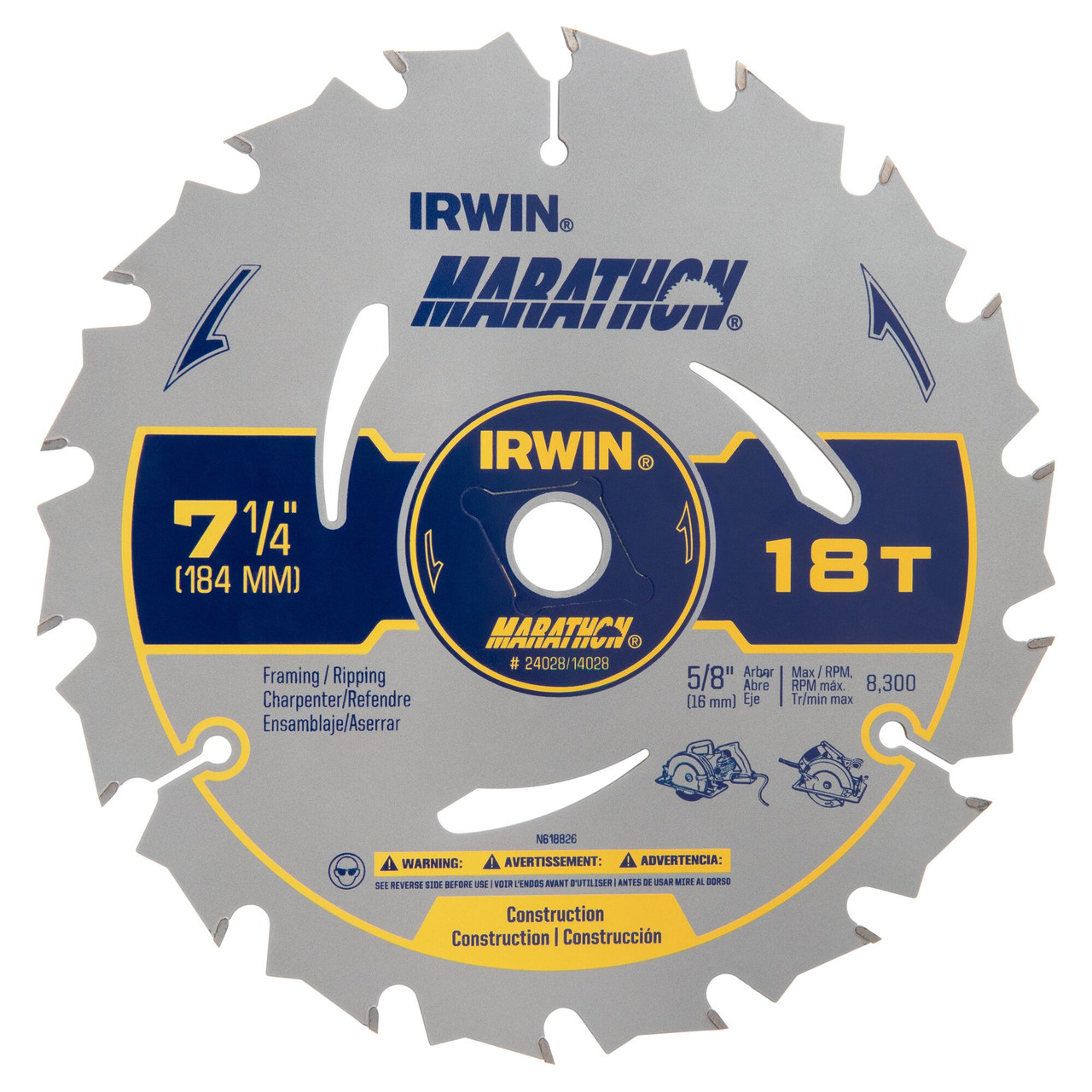 10 Pc. 7-1/4" 18T Marathon® Carbide Circular Saw Blade   24028