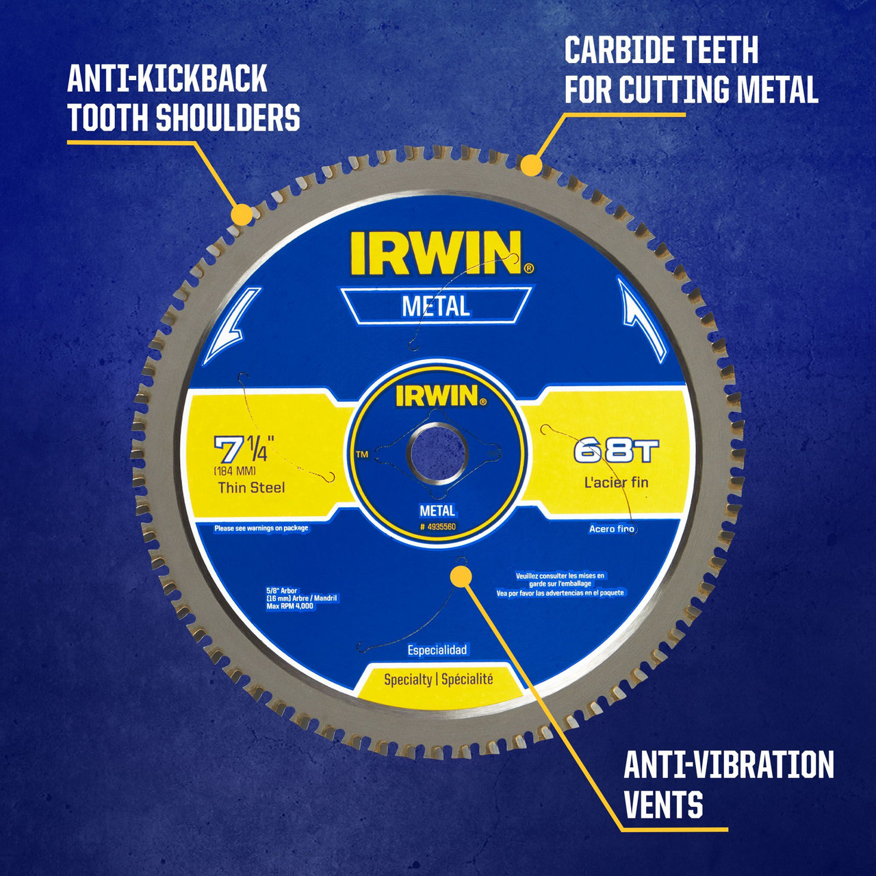 7-1/4" 68T Metal Cutting Circular Saw Blade   4935560