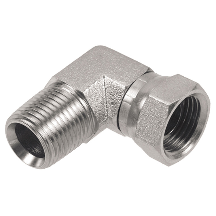 3/4 x 1/2" Steel Male NPT - Female NPSM Swivel 90° Elbow  0696-12-08