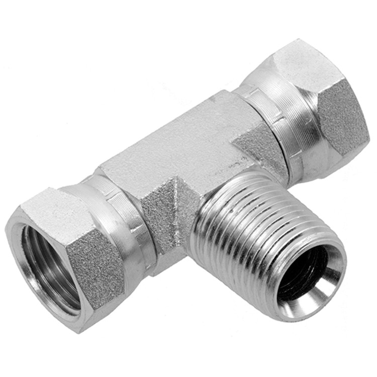 1/8 x 1/8 x 1/8" Steel Mape NPT - Female NPSM - Female NPSM Swivel Tee  06T066-02-02