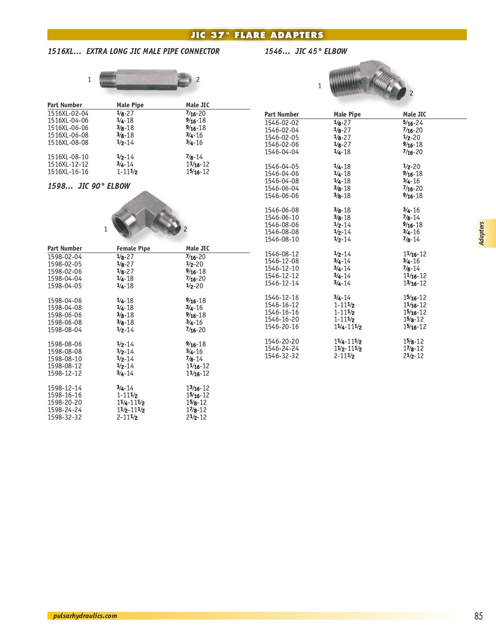 3/8 x 1/4" Steel Male NPT - Male 37° JIC 45° Elbow  1546-06-04