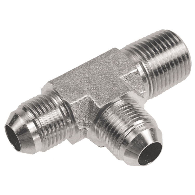 1/4 x 1/4 x 1/4" Steel Male NPT - Male 37° JIC - Male 37° JIC Tee  15T65-04-04