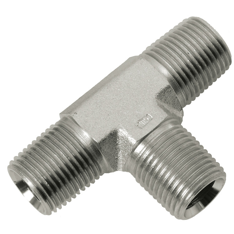 3/8 x 3/8 x 3/8" Steel Male NPT - Male NPT - Male NPT Tee  16T66-06-06