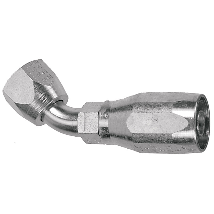 3/16 x 1/4" Pulsar 3500 Series Reusable Hose End - Female 45° SAE Swivel 45° Elbow  3544-04-04