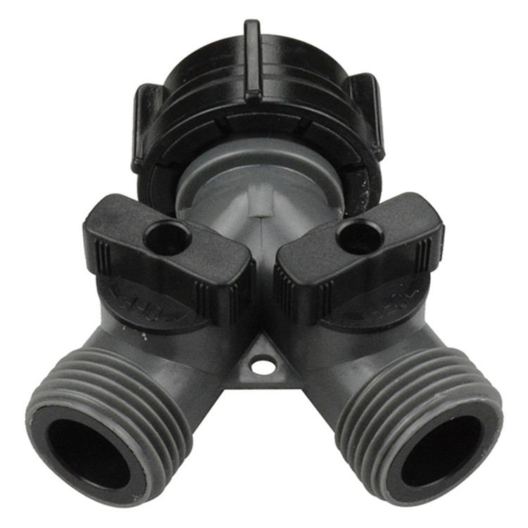 3/4"-11.5 Plastic Female Water Hose - Male/Male Y-Coupling w/Shut-offs  G07Y77PVG