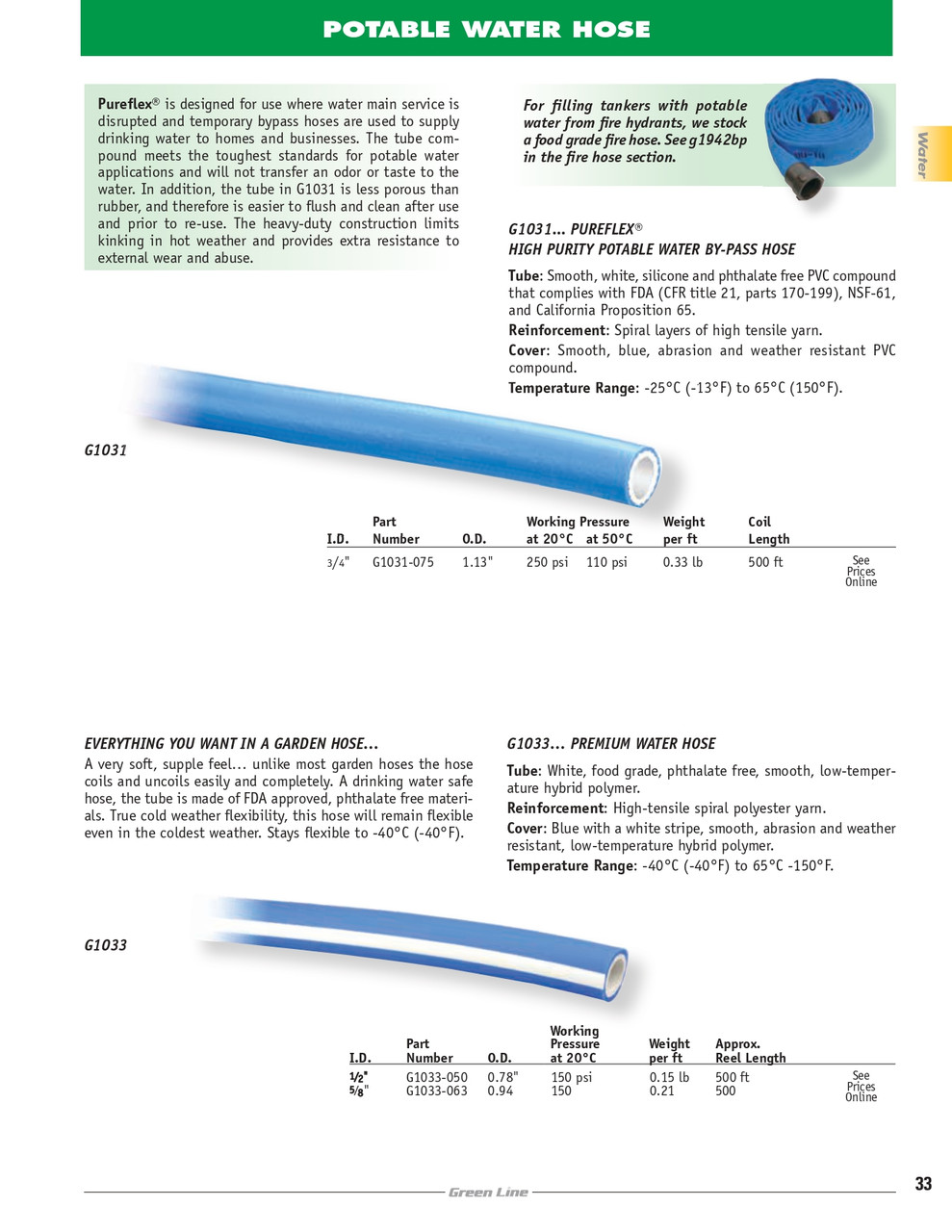 3/4" Pureflex® High Purity Potable Water Hose   G1031-075
