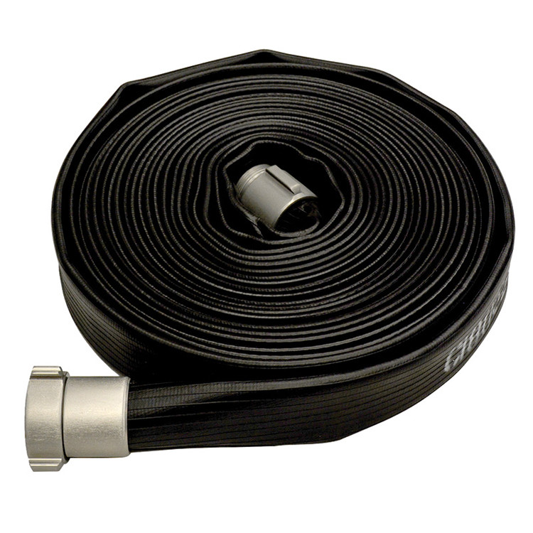 1-1/2" x 100' Black Dragon Lay-Flat Discharge Hose Assembly w/ NPSH Fittings   G1372-150NP100