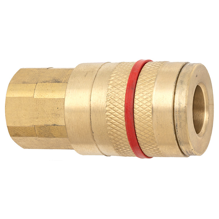 1/4 x 1/4" Brass Tru-Flate Pneumatic Coupler - Female NPT   C2B