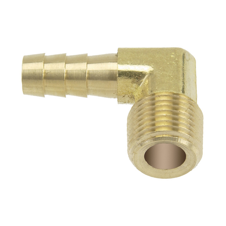 1/4 x 1/4" Brass Hose Barb - Male NPT 90° Elbow   G21B90-025-025