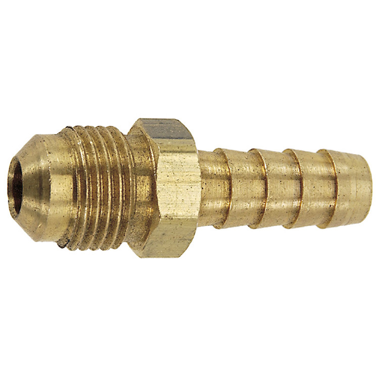 1/4 x 3/8" Brass Hose Barb - Male 45° SAE Flare Coupler   G21SAE-038-025