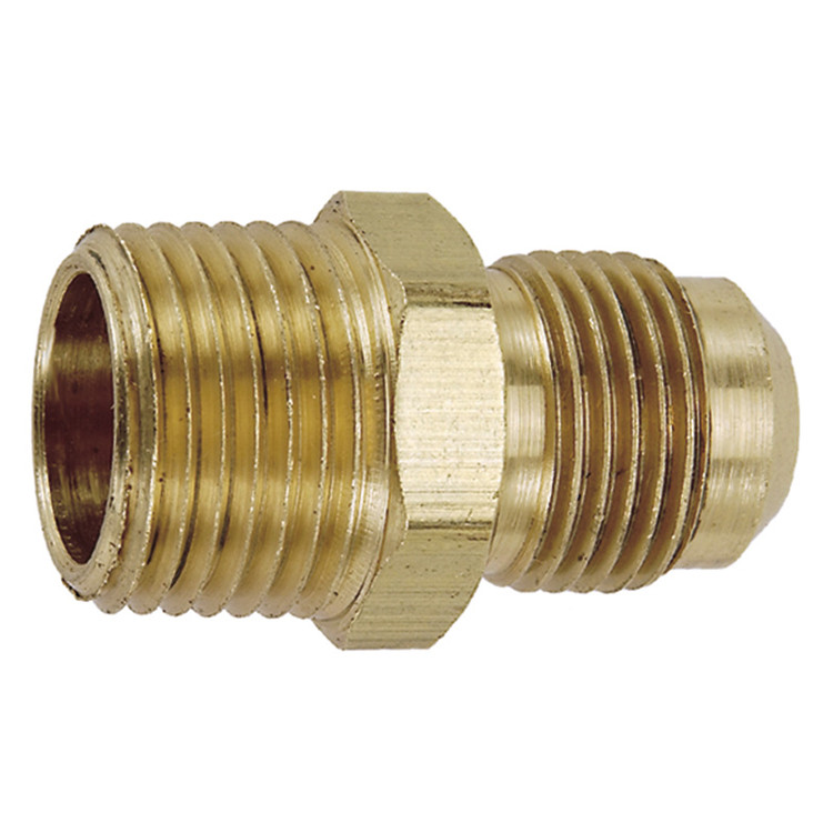 1/4 x 5/16" Brass Male NPT - Male 45° SAE Flare Connector   G1416-04-05