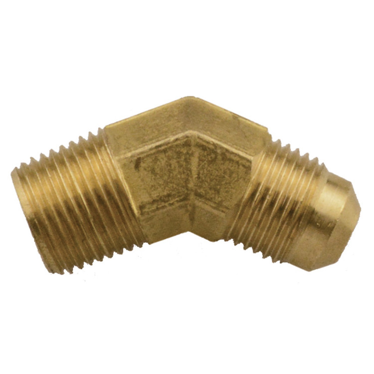 1/4 x 3/8" Brass Male NPT - Male 45° SAE Flare 45° Elbow   G1446-04-06