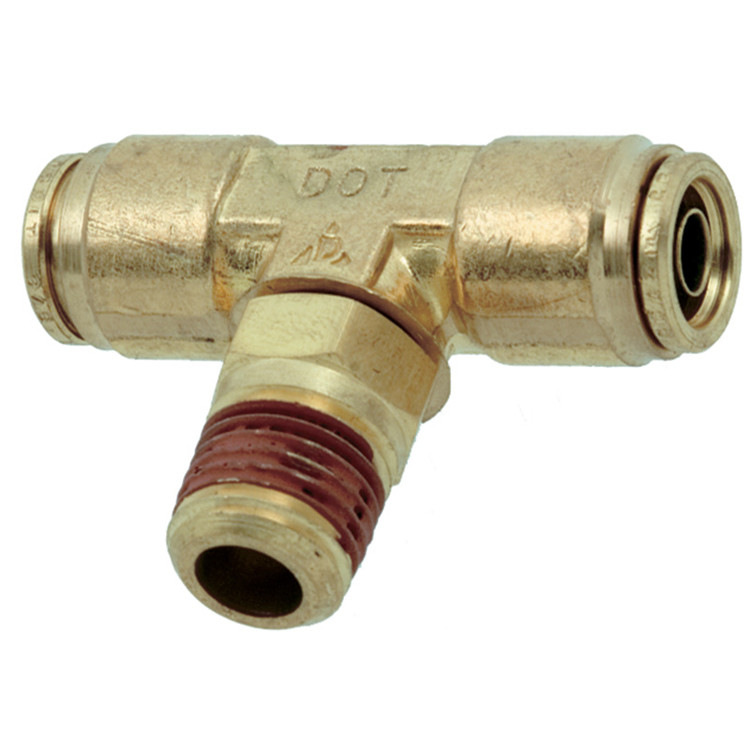 3/8 x 3/8 x 3/8" Brass DOT Male NPT - Push-To-Connect - Push-To-Connect Swivel Tee   G70T06PX-06-06