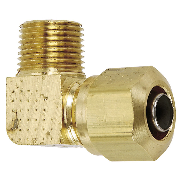1/2 x 1/4" Brass DOT Male NPT - Compression 90° Elbow   G7096-08-04