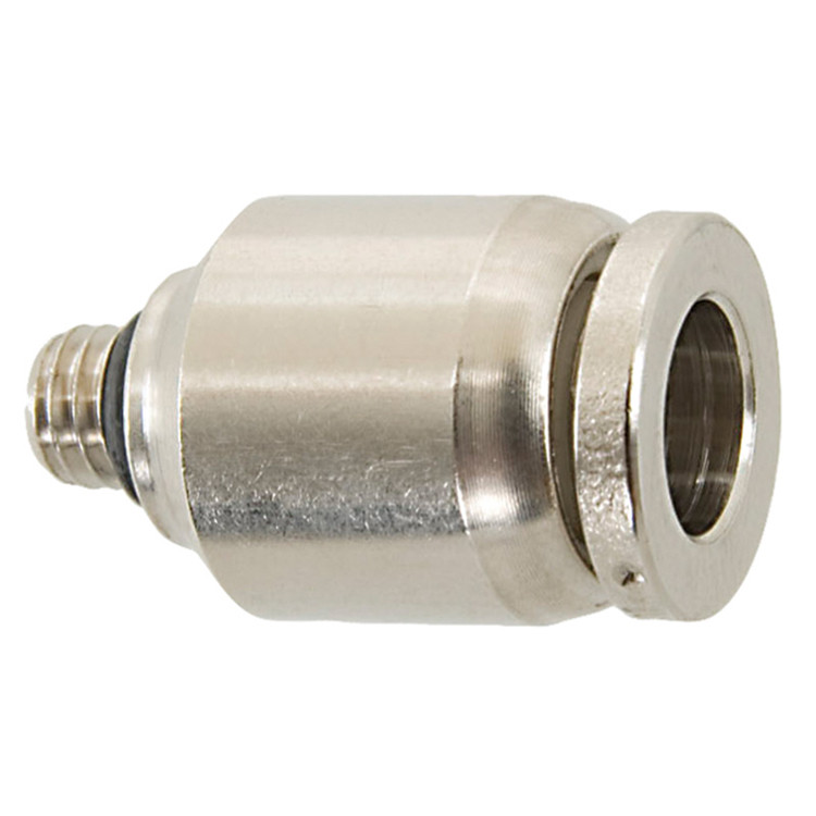 10-32 x 1/4" Nickel Plated Brass Male Thread - Push-To-Connect Connector   G6016P-UNF-04