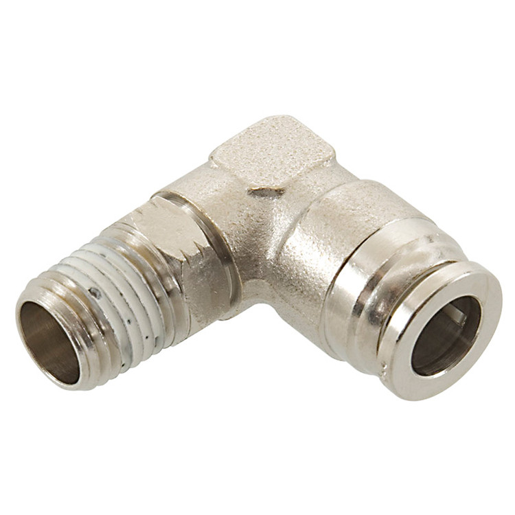 1/4 x 1/4" Nickel Plated Brass Male NPT - Push-To-Connect 90° Elbow   G6096P-04-04