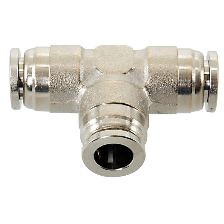 1/4" Nickel Plated Brass Push-To-Connect Tee   G60T00P-04-04