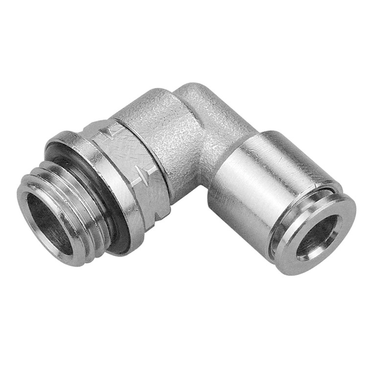 3/8 x 12mm Nickel Plated Brass Uni Thread - Push-To-Connect 90° Elbow   G60918PM-06-12M
