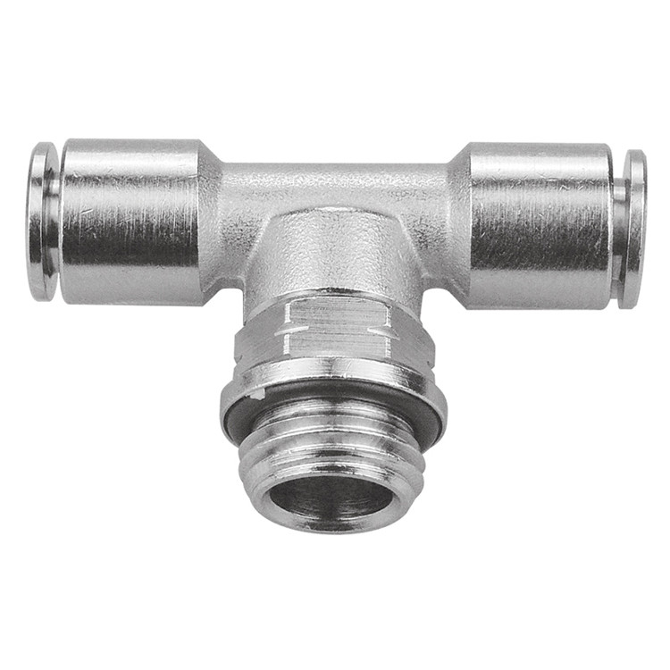 1/8 x 6mm x 6mm Nickel Plated Brass Uni Thread - Push-To-Connect - Push-To-Connect Tee   G60T6018PM-02-06M