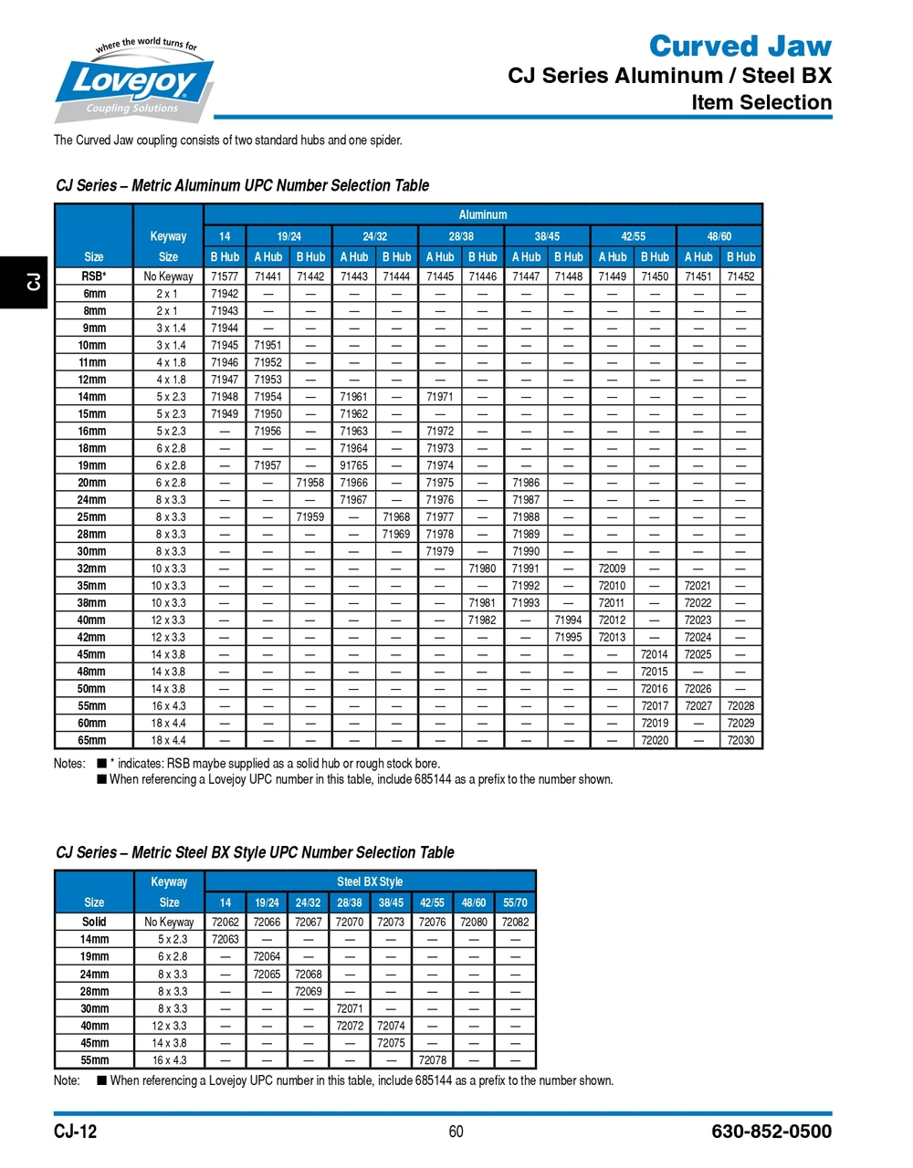 Unbored Shaft Lovejoy® Type CJ14/16B Curved Jaw Style Coupling Half   CJ14/16B-HUB-AL-SOLID