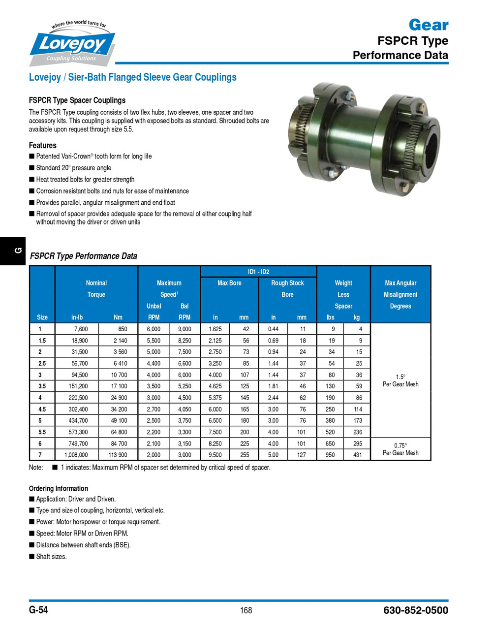 7" BSE Lovejoy® Series FSPCR-2.5 Gear Coupling Spacer   FSPCR-2.5S-SPCR-BSE=7"