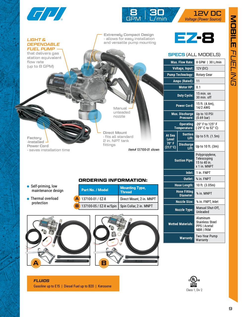 8 GPM 12V EZ-8® Fuel Transfer Pump   137100-05