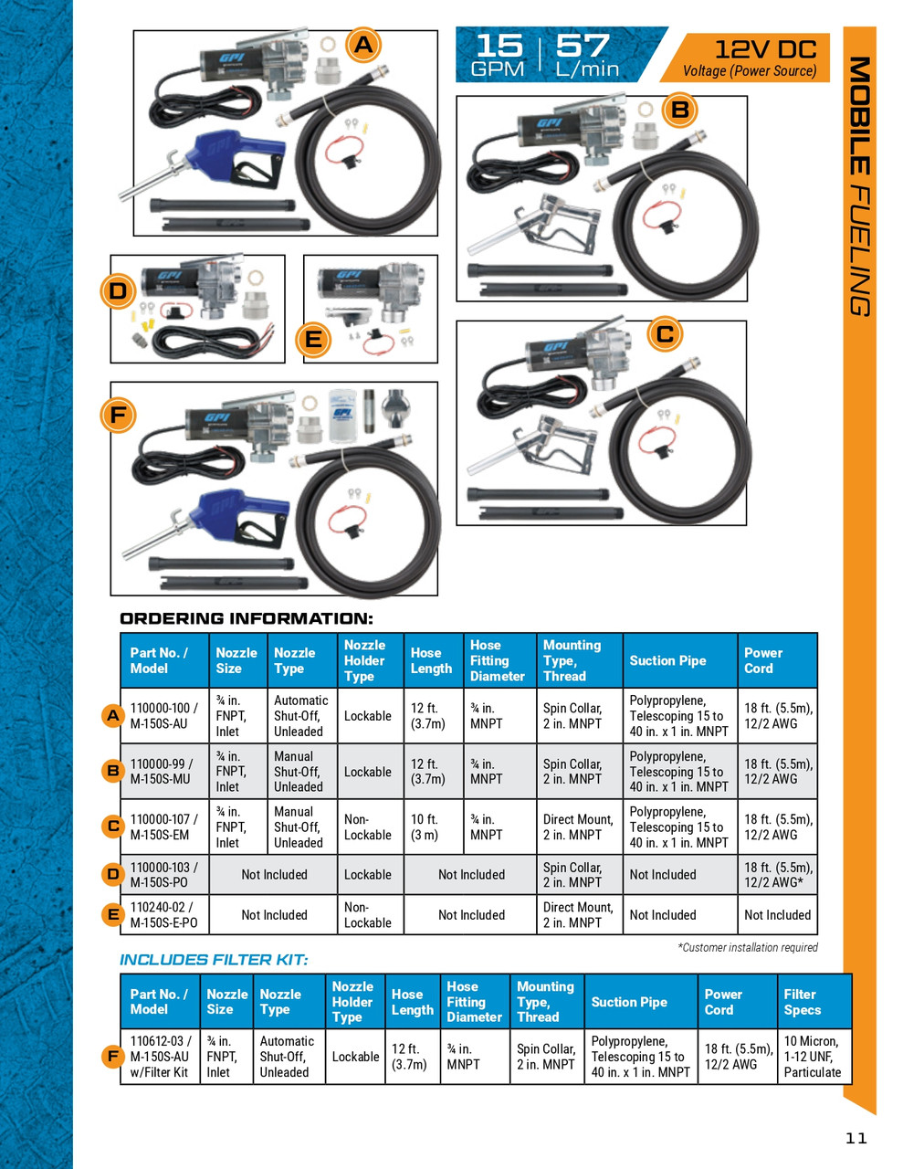 15 GPM 12V M-150® Series Fuel Transfer Pump   110612-03