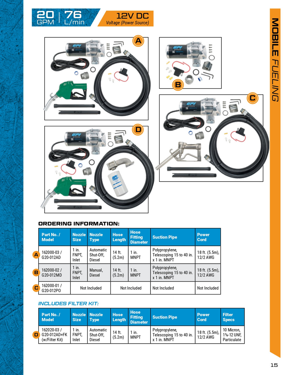 20 GPM 12V G20® Series Fuel Transfer Pump   162000-03