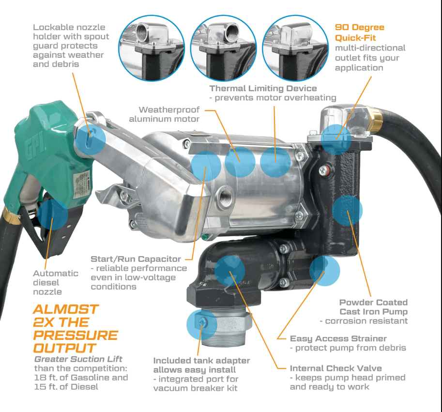 20 GPM 115V Extreme Temperature Rated V20® Series Fuel Transfer Pump   171000-53