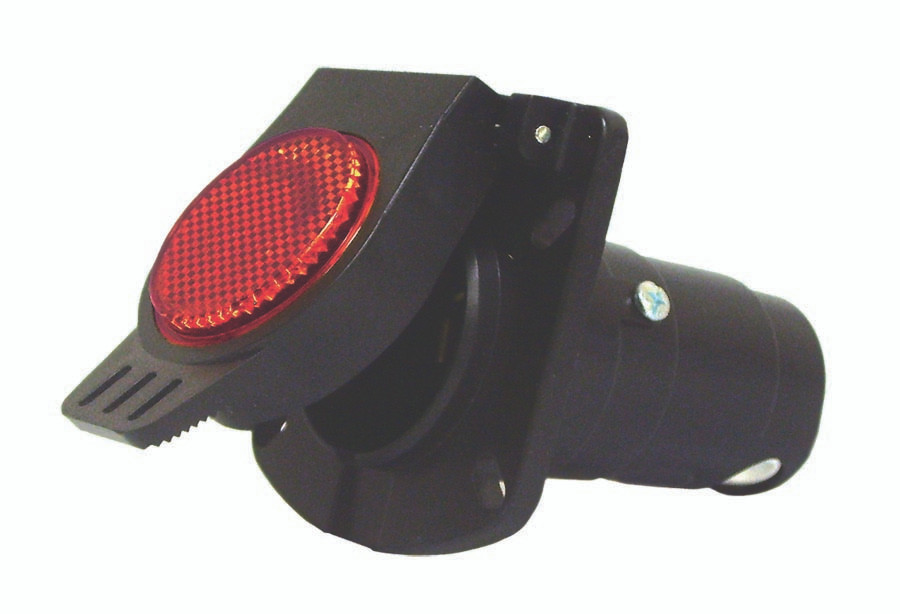 Round 7 Blade Plastic Socket & Red Reflector - Vehicle Side  27048