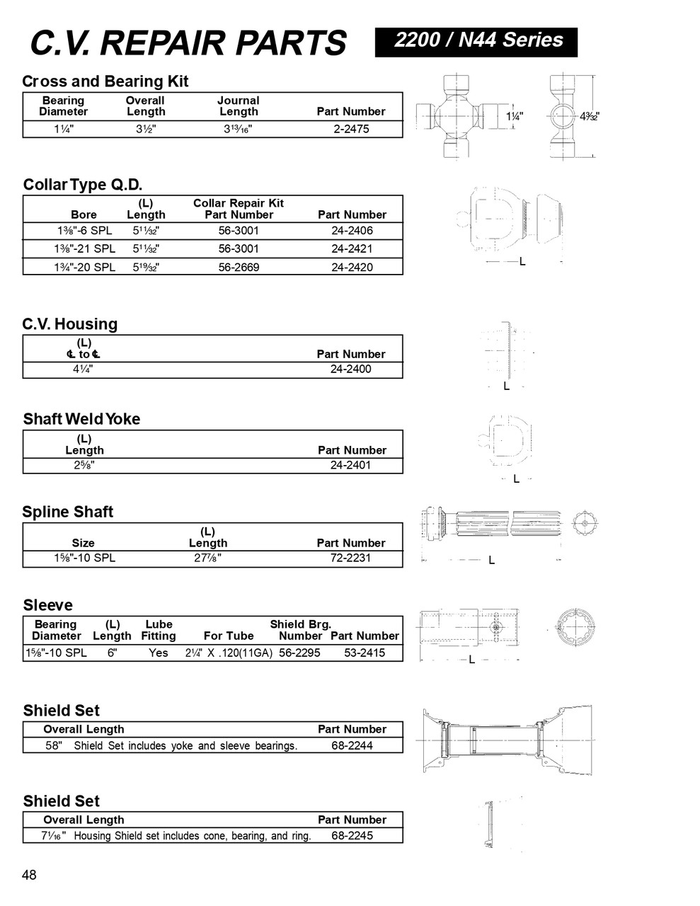 Neapco® 2200/N44 Series Shaft Weld CV Yoke  24-2401