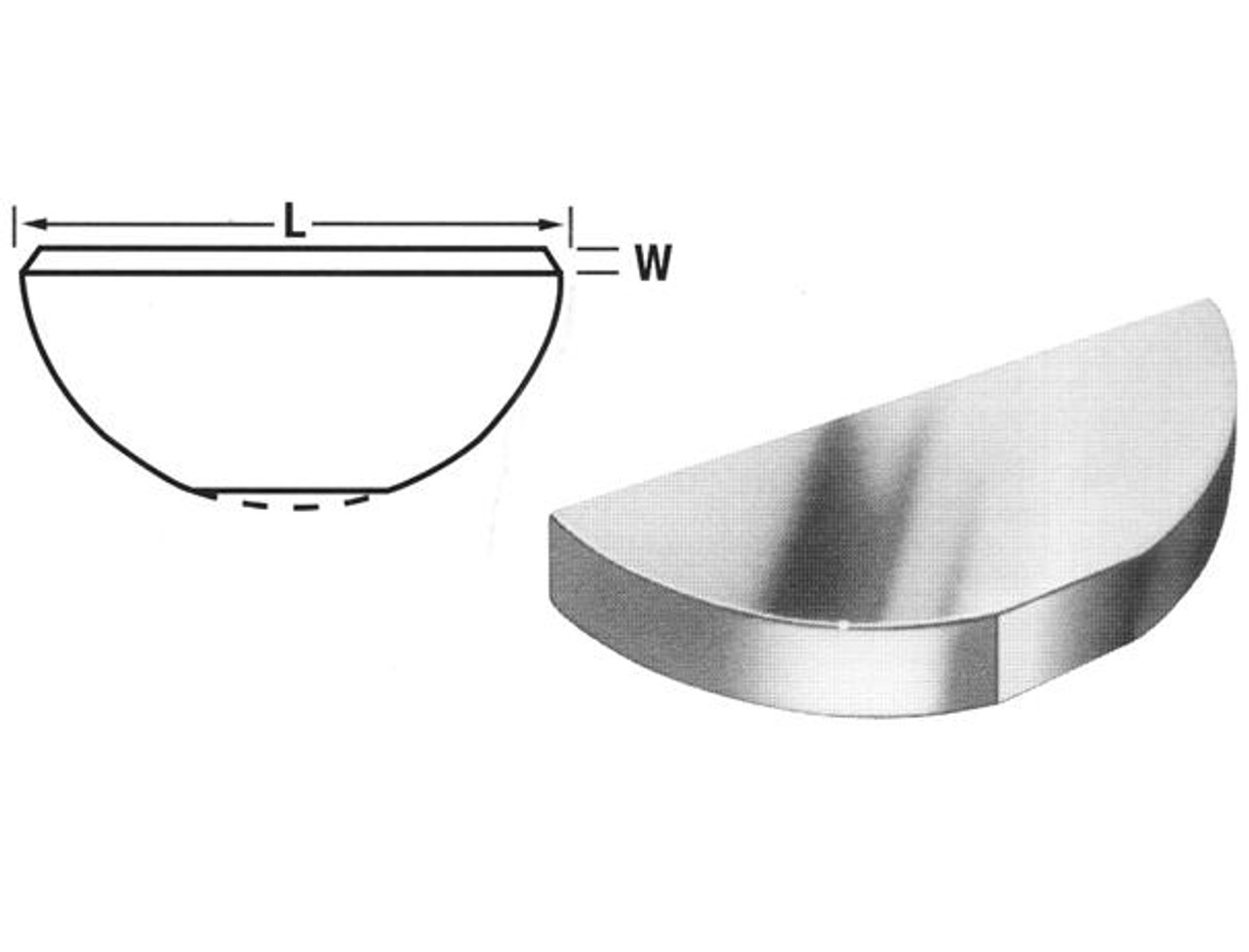 Woodruff Key SAE Steel 1/8 x 1/2"  WK-03