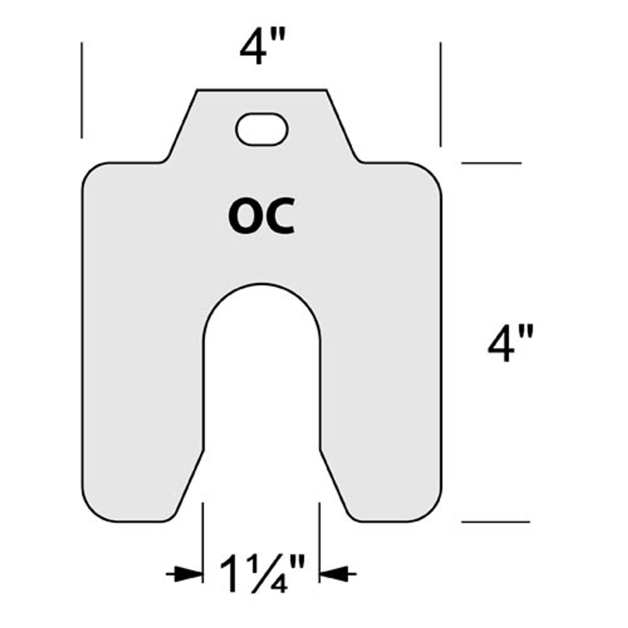 Individual 4.00 x 4.00 x .010" Stainless Slotted Shim  .010-OC-10