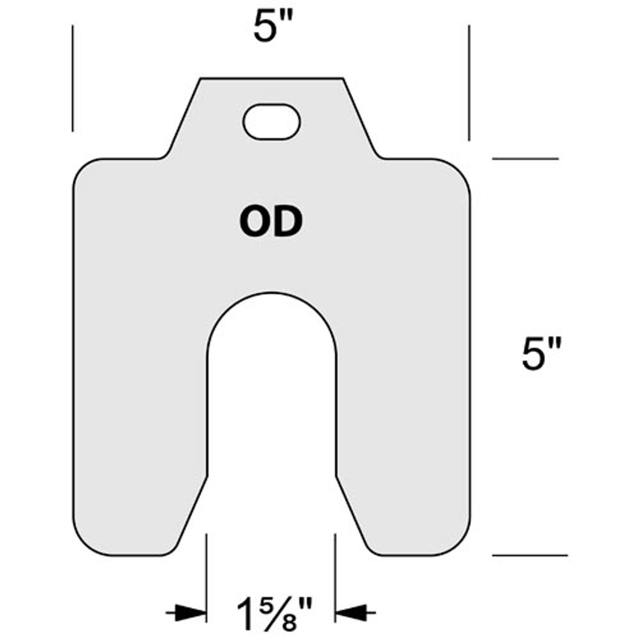 Individual 5.00 x 5.00 x .002" Stainless Slotted Shim  .002-OD-10