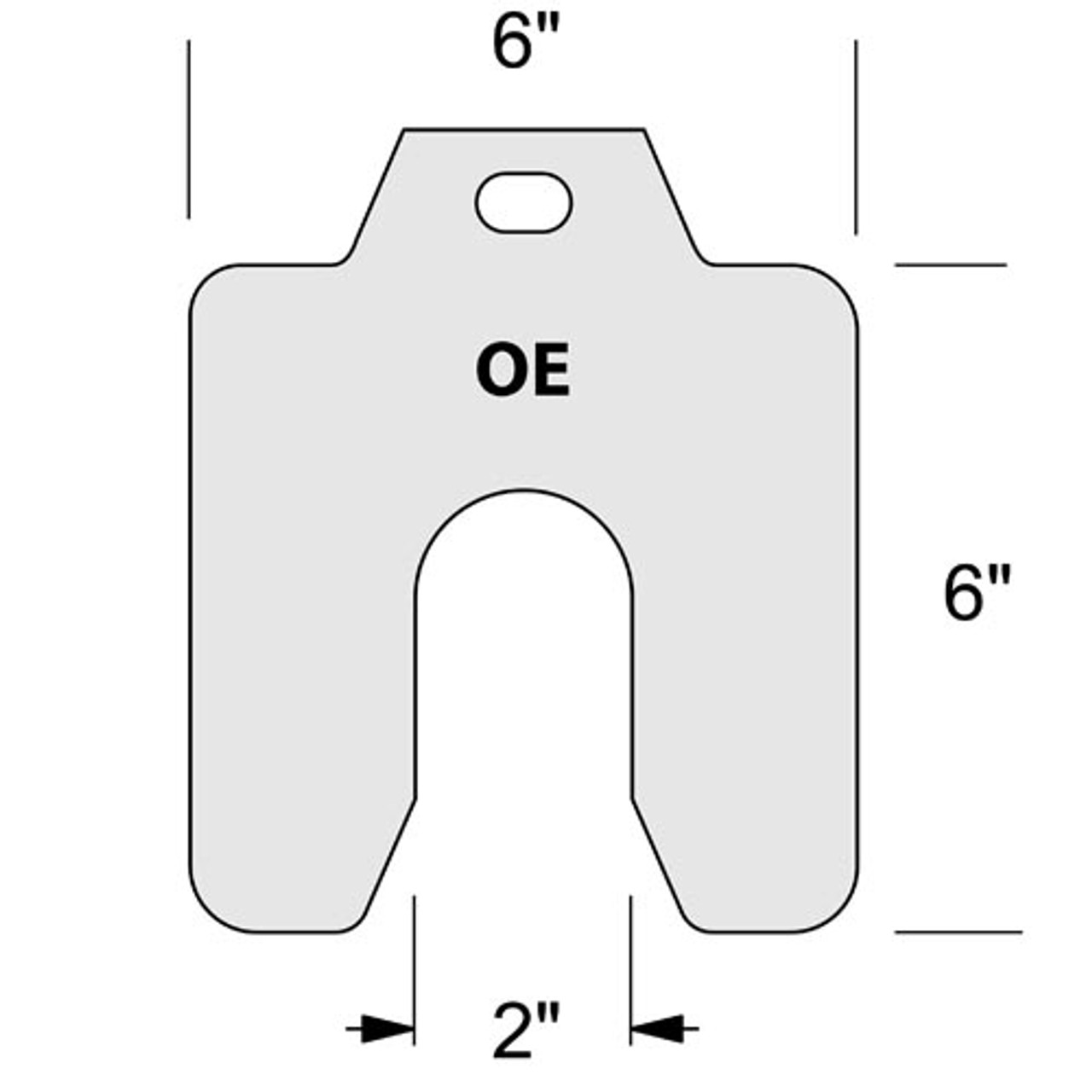 Individual 6.00 x 6.00 x .002" Stainless Slotted Shim  .002-OE-10