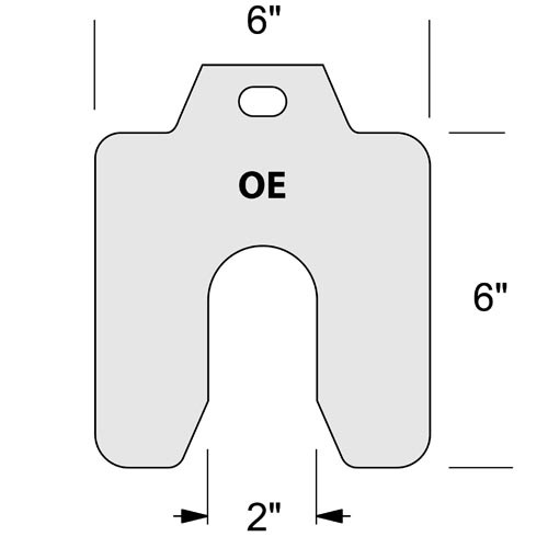 Individual 6.00 x 6.00 x .004" Stainless Slotted Shim  .004-OE-10
