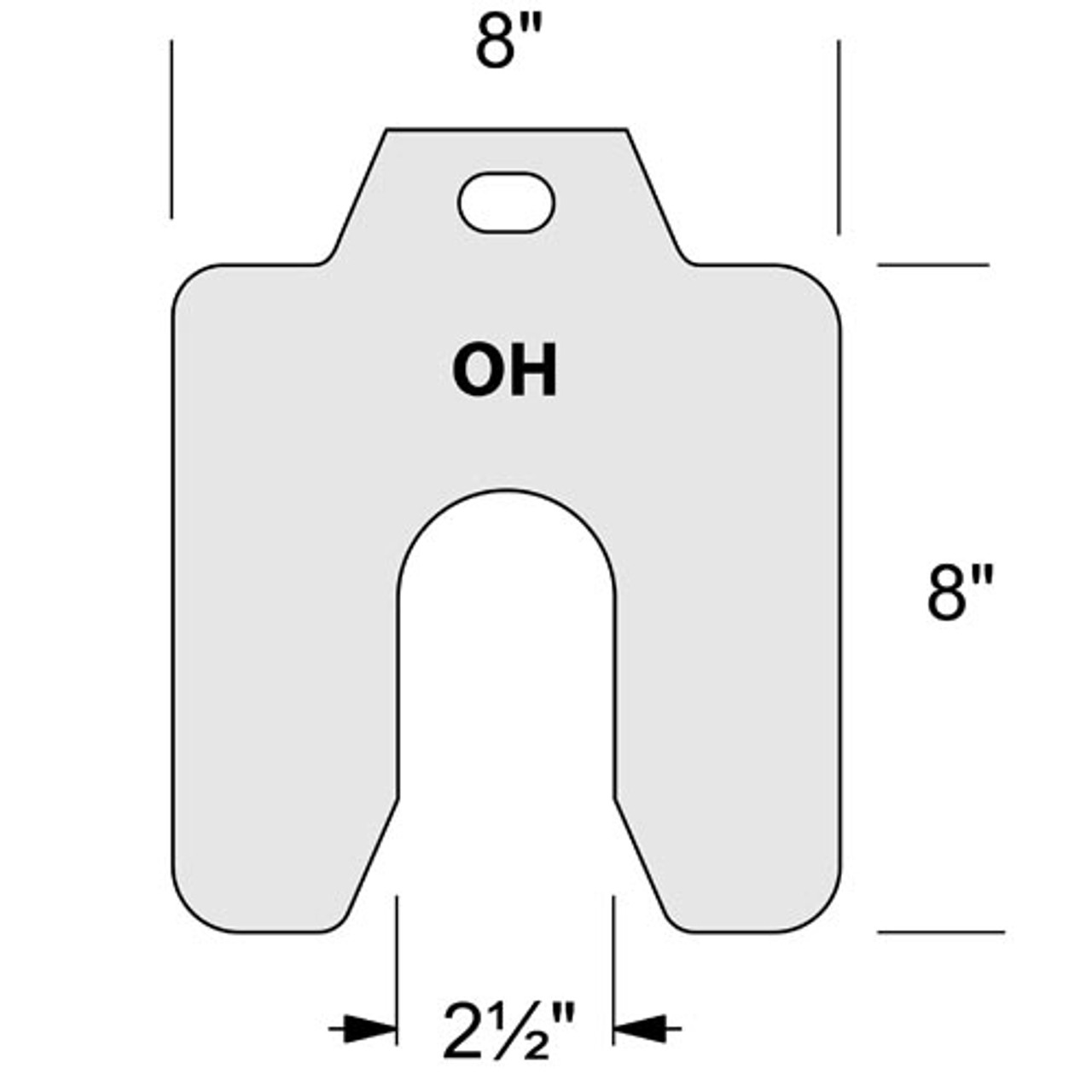 Individual 8.00 x 8.00 x .001" Stainless Slotted Shim  .001-OH-10