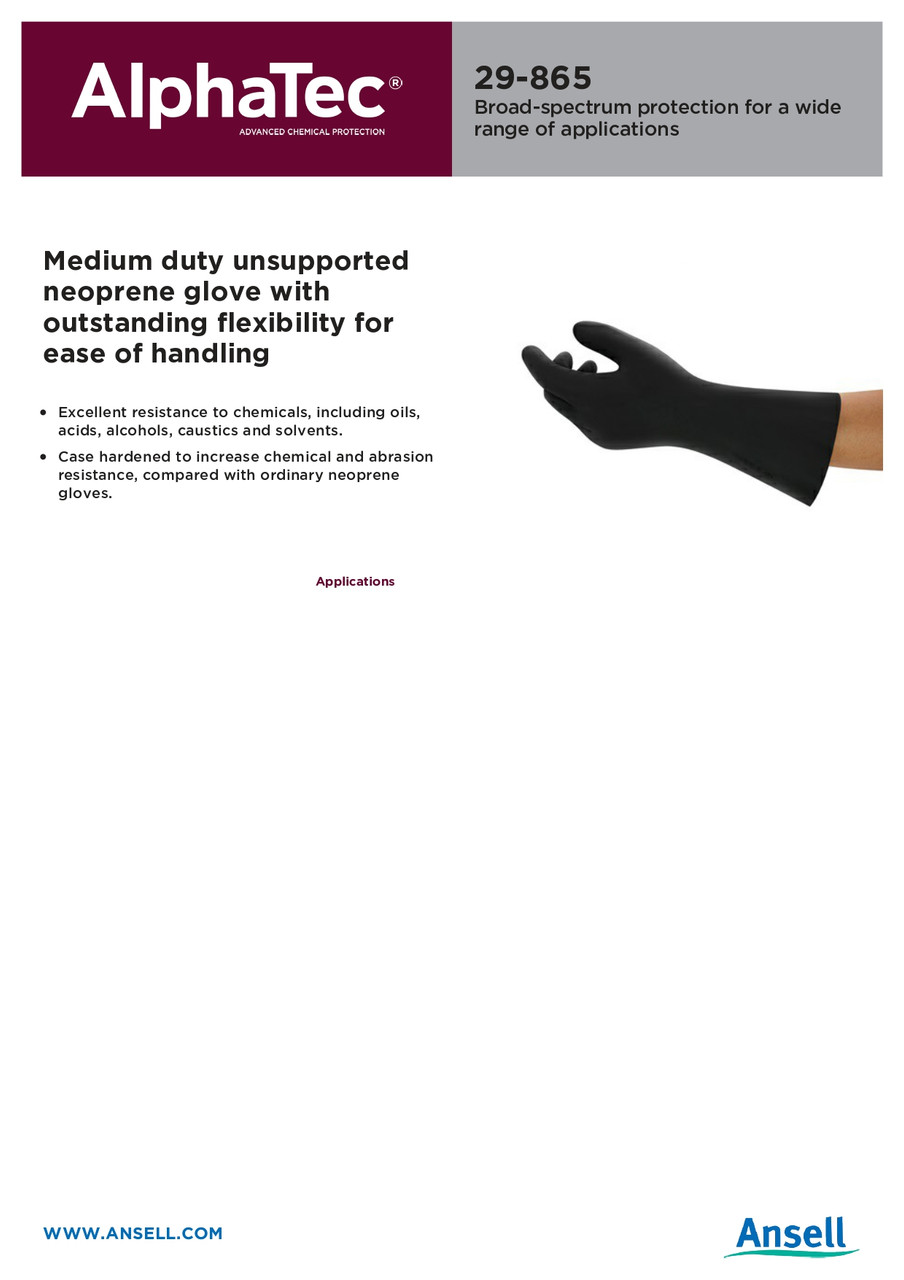 Ansell Alphatec® Neoprene Chemical Glove  29-865
