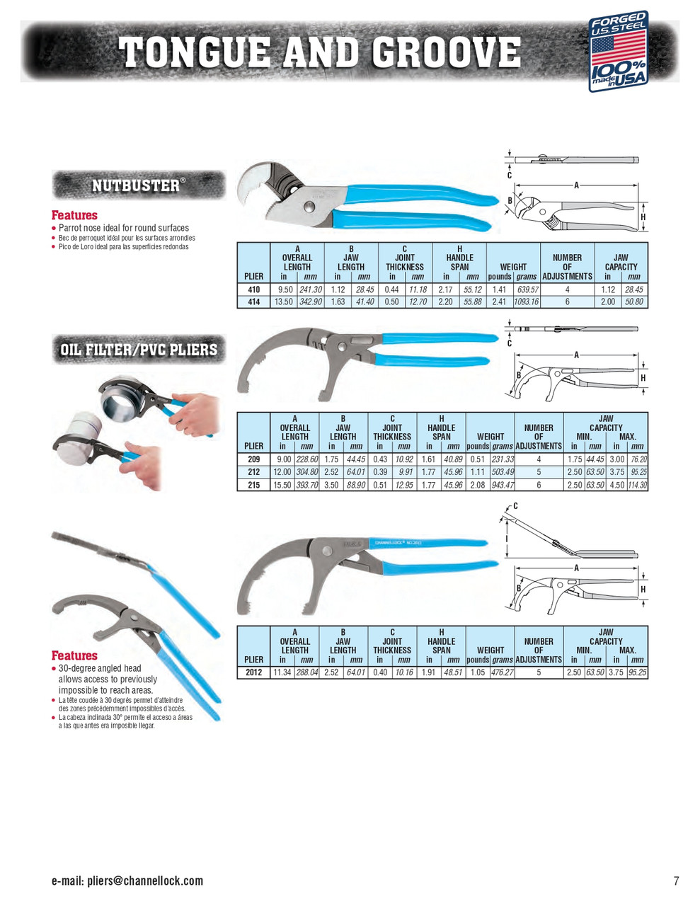 12" Oil Filter/PVC Plier   212