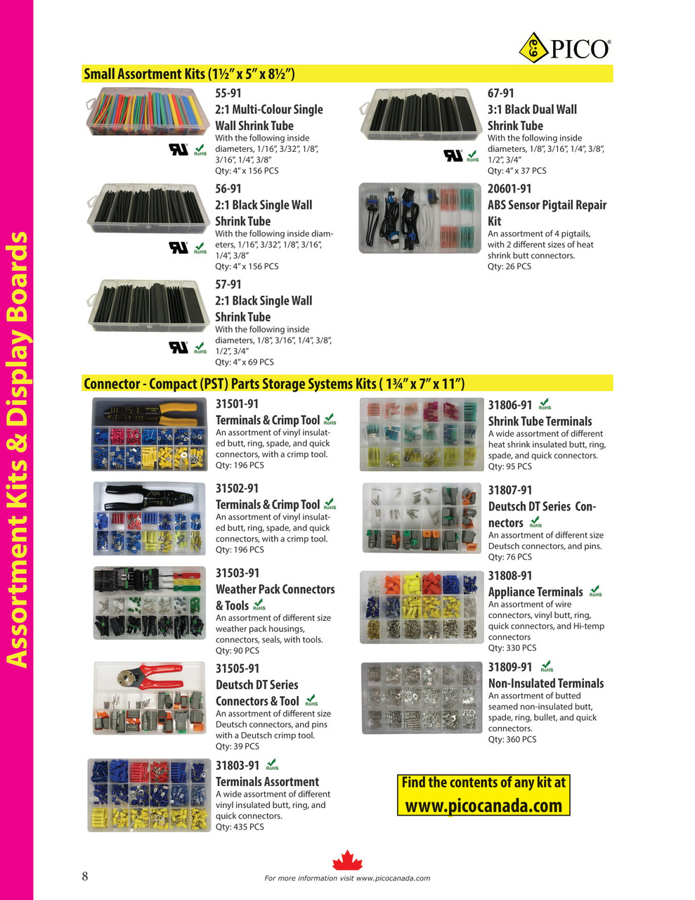 156 Pc. 4" Multi-Color Single Wall 2:1 Shrink Tube Assortment Kit  55-91