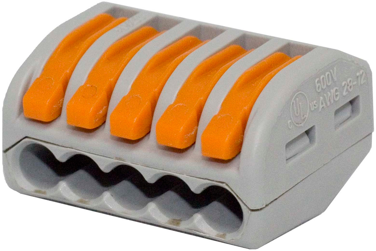 10 Pc. 28-12 AWG @ 20A Five Conductor Push Wire Connector 1637-14