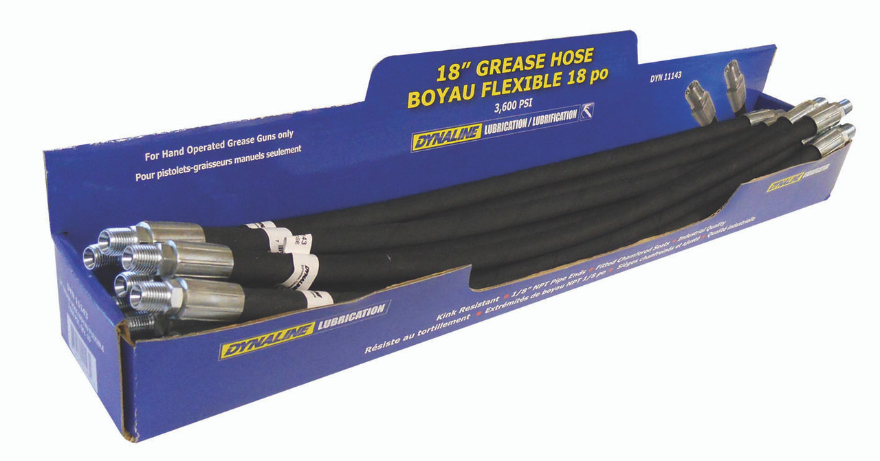 1/8" NPT x 18" Steel Braided Rubber Grease Hose  11143