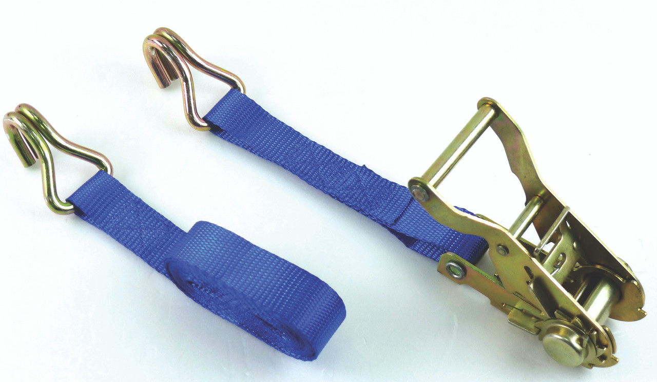 Blue Polyester Ratchet Strap 1" x 15' w/Double J-Hooks  11189