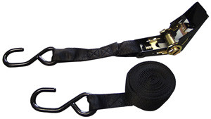 Black Polyester Ratchet Strap 1" x 15' w/S-Hooks Carded  12207