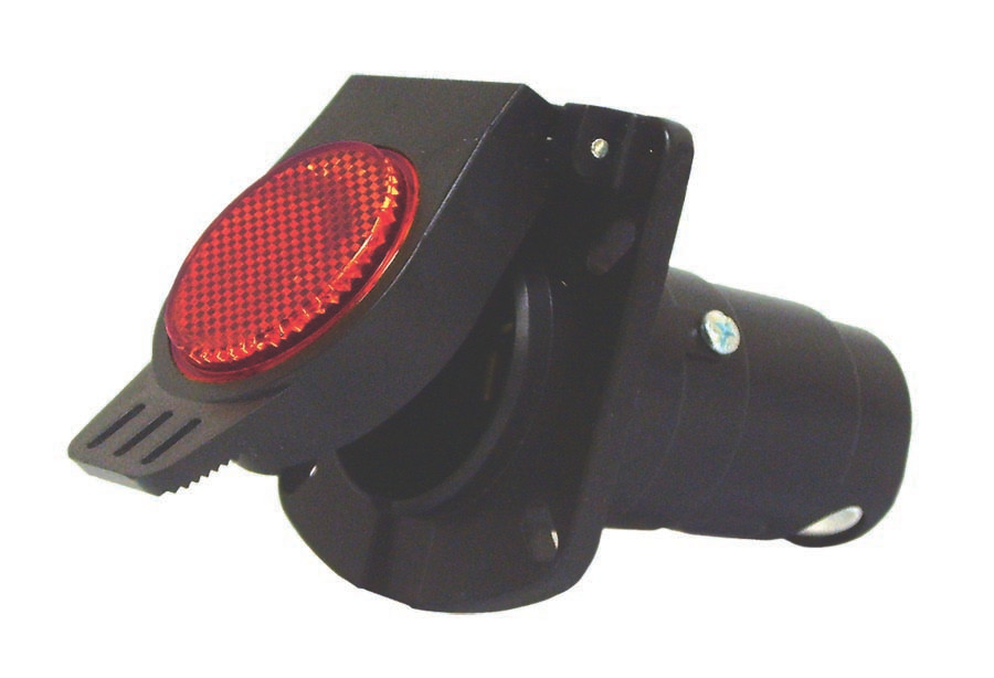 Round 7 Blade Plastic Socket & Red Reflector - Vehicle Side  27048