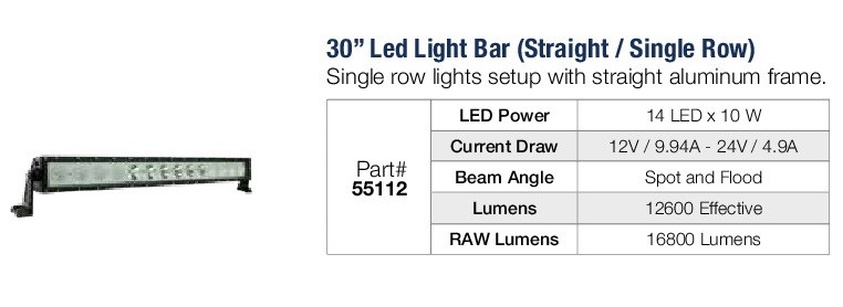 30" Single Row Straight LED Light Bar @ 140W  55112