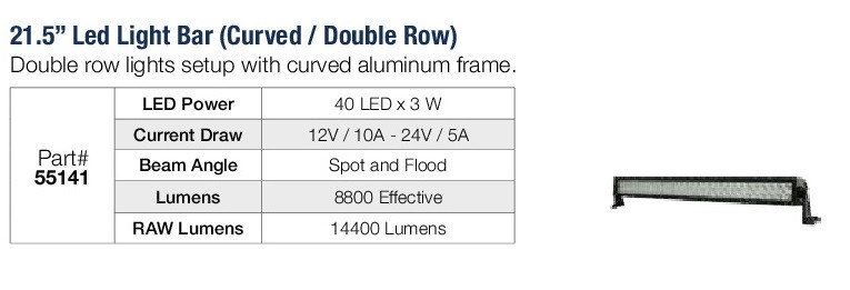21.5" Dual Row Curved LED LightBar @ 120W  55141