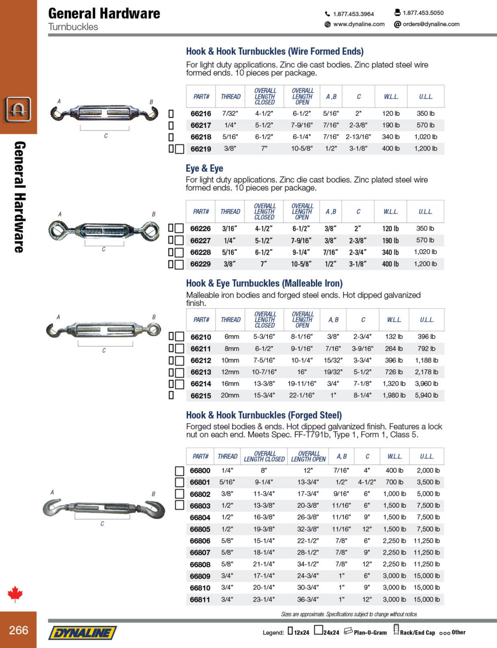10mm Malleable Iron Turnbuckle w/Forged Hook & Eye  66212