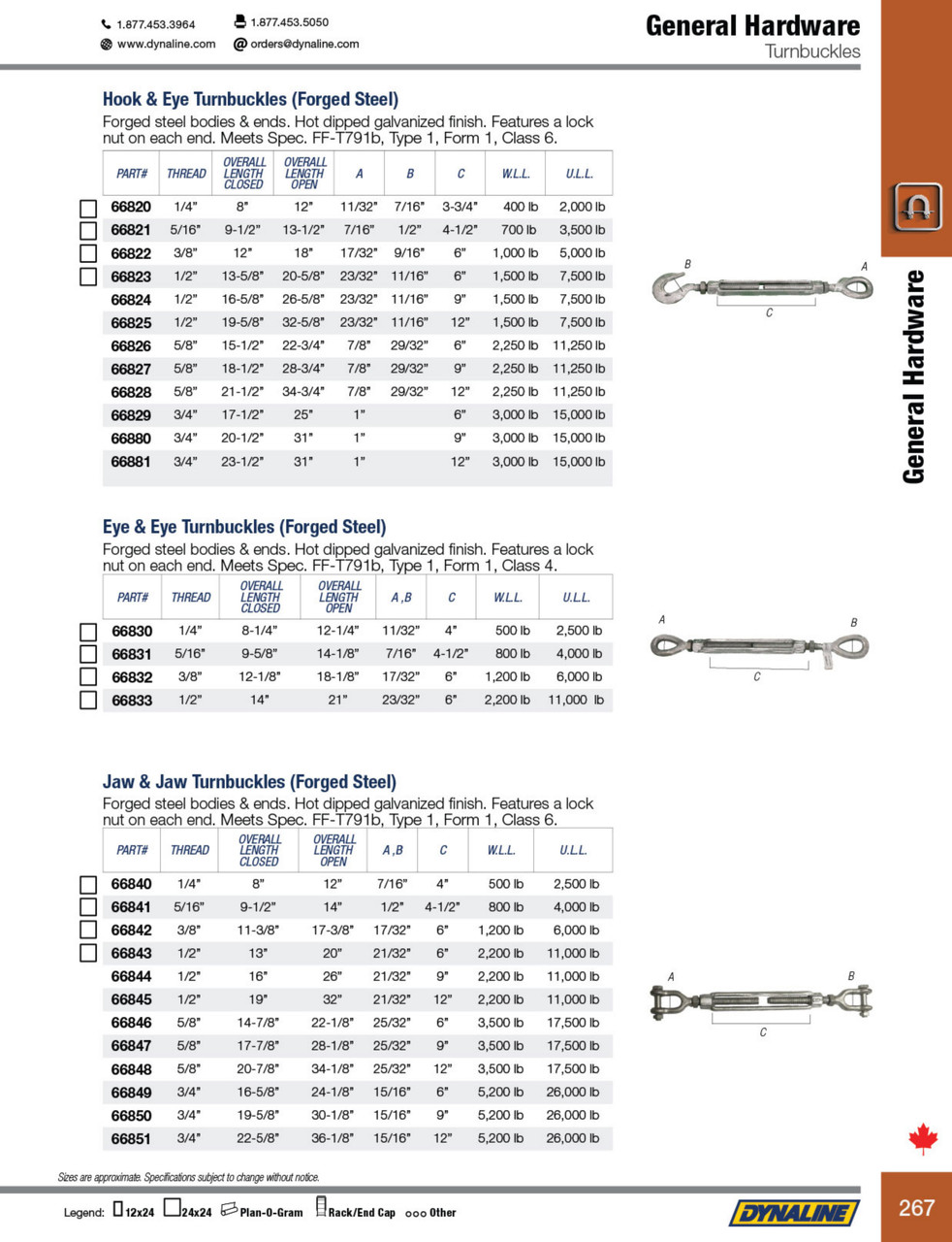 3/4 x 9" Forged Steel Turnbuckle Hook & Eye  66880