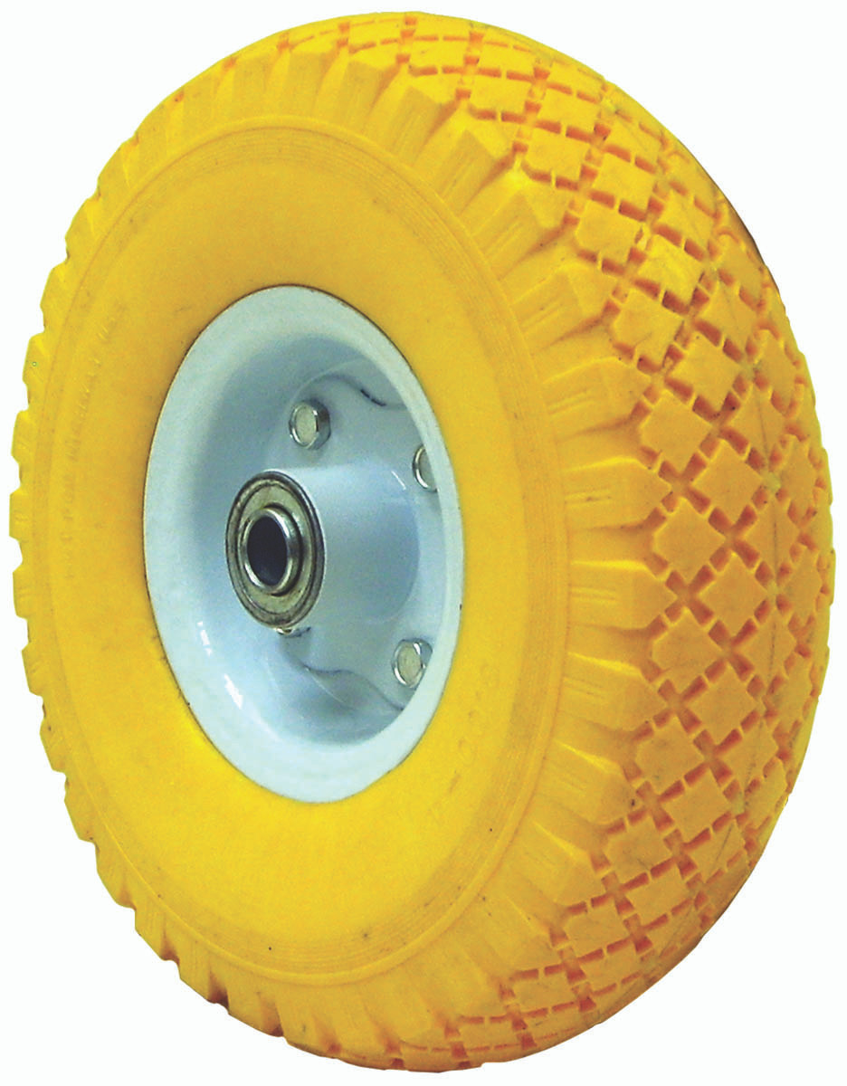 10" - 3.00 R4 Yellow Flat Free Symmetrical Hub Hand Truck Wheel  80112